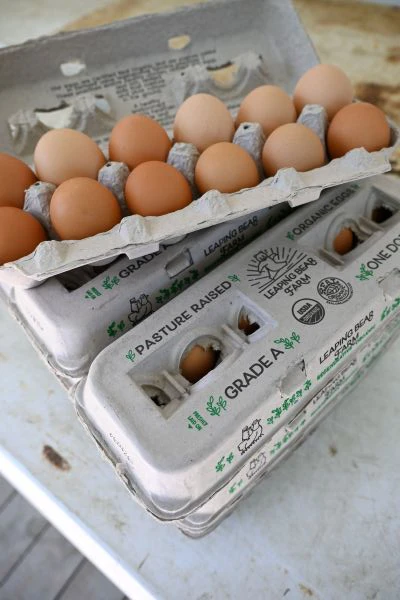 Leaping Bear Farm Grade A Pasture Raised Organic Eggs, all cartons dated June 1 through September 5, 2026