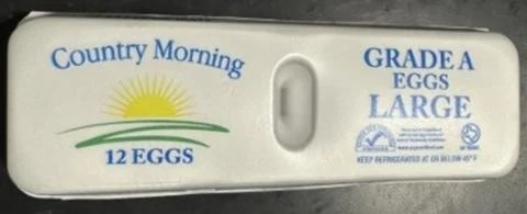 Country Morning shell eggs, medium through jumbo, 12, 18 and 30 count
